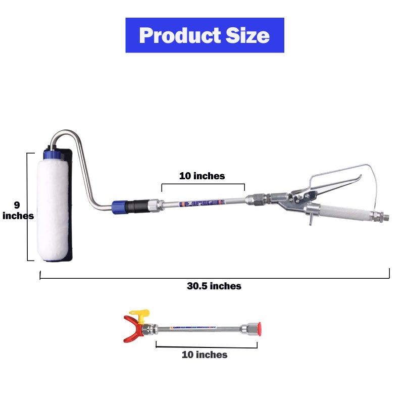 DUSICHIN Inner Feed Airless Paint Spray Roller Sprayer Gun Attachment Kit Accessories High Pressure Wand Power Roller 10 Inches Extension for Titan Graco Airless Paint Sprayer Aftermarket Parts DUS133 - Image 3